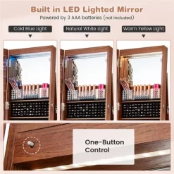 Tangkula 64" Jewelry Organizer Lockable Jewelry Cabinet Armoire W/ Mirror & LED Lights 17 Tangkula 64" Jewelry Organizer Lockable Jewelry Cabinet Armoire W/ Mirror & LED Lights -Tangkula GUEST 8616a95b 1197 45b1 80f0 358adabbb782