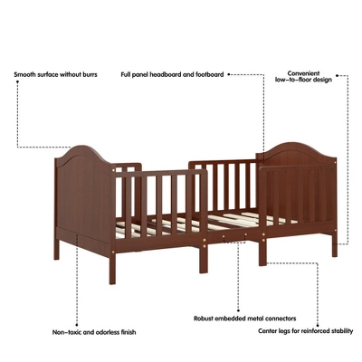 Tangkula 2-in-1 Convertible Toddler Bed Kids Wooden Bedroom Furniture W/ Guardrails 8 Tangkula 2-in-1 Convertible Toddler Bed Kids Wooden Bedroom Furniture W/ Guardrails - Image 6