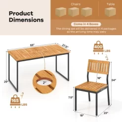 Tangkula 7 PCS Outdoor Dining Set For 6 Acacia Wood Rectangular Table & 6 Armless Chairs -Tangkula GUEST 868b1169 1fd8 49d4 8b4d 5d762853a991