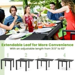 Tangkula Patio Expandable Dining Table 31.5”-63” Adjustable Rectangular All Weather Aluminum Outdoor Dining Table For 4-6 Person -Tangkula GUEST 86b18cb5 6634 4bf9 be03 ad191a76937f