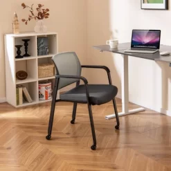 Tangkula 6-Pack Office Conference Chair Set Mesh Guest Reception Stack Chairs With Caster Wheels And Arms Stacking Chair Set -Tangkula GUEST 86cd7dc8 e85a 4960 a6e6 4f47b22b8c9c