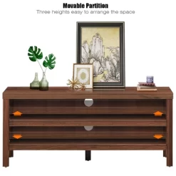 Tangkula TV Stand Fit 45” TV Media Center Open Console Cabinet With 2-Shelf Storage OakWalnut -Tangkula GUEST 8707d84e 42f9 4c6d 8eea a973eb9a1f5b