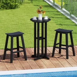 Tangkula 21.5" Round Bar Table Patio HDPE Bar Height Dining Table W/ Slatted Tabletop -Tangkula GUEST 870fb5c5 7dd1 42d1 909d e2072a5267c6