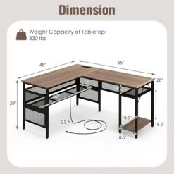 Tangkula L Shaped Desk With Charging Station 55” Reversible Corner Computer Desk With Mesh Storage Shelves CPU Stand 2 Person Gaming Desk -Tangkula GUEST 8762835b cdea 4f60 8a49 719bc4e98f09