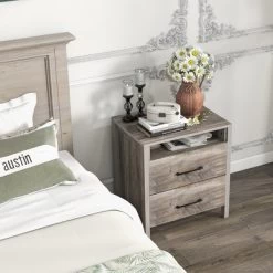 Tangkula 2 PCS Nightstand W/ 2 Drawers Farmhouse Bed Side Table W/ Open Storage Shelf 13 Tangkula 2 PCS Nightstand W/ 2 Drawers Farmhouse Bed Side Table W/ Open Storage Shelf -Tangkula GUEST 877981c4 a2e0 4e4c b064 386748dbd431