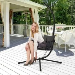 Tangkula Swing Chair W/ Stand Patio Hanging Swing Chair W/ Comfortable Seat & Back Cushions 13 Tangkula Swing Chair W/ Stand Patio Hanging Swing Chair W/ Comfortable Seat & Back Cushions -Tangkula GUEST 87e240e5 915f 4065 b5fd e52f99128ad6