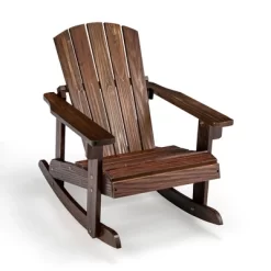Tangkula Kid Adirondack Rocking Chair Outdoor Solid Wood Slatted Seat Backrest -Tangkula GUEST 87e8cc5e 026b 409f 8ecb eff120cec300