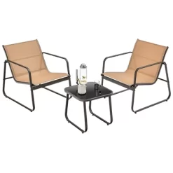 Tangkula 3PCS Conversation Set Outdoor Metal Chair & Table Tempered Glass Top Patio -Tangkula GUEST 880423e4 3dd7 4761 bd63 504158168474