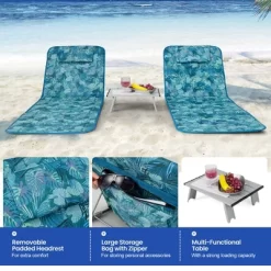Tangkula 3PCS Folding Beach Mat Set Adjustable Beach Lounge Chair & Side Table Set -Tangkula GUEST 881934de 9820 4e21 93ac f145ad4964f5
