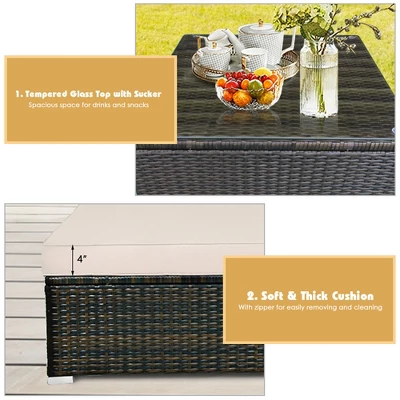 Tangkula 5PCS Rattan Sectional Sofa Set Patio Furniture Set W/ Beige Cushion Pillow 8 Tangkula 5PCS Rattan Sectional Sofa Set Patio Furniture Set W/ Beige Cushion Pillow - Image 6