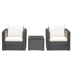 Tangkula 3PCS Rattan Patio Conversation Furniture Set Outdoor Sofa Set W/ Cushions 21 Tangkula 3PCS Rattan Patio Conversation Furniture Set Outdoor Sofa Set W/ Cushions -Tangkula GUEST 8821f91c 3a50 4699 8ae8 d9c0030cf94d