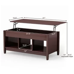 Tangkula Height Adjustable Wood Table Coffee Desk Teapoy Hidden Compartment -Tangkula GUEST 8873ff4e 819b 4700 a5ad bbe243526bb3