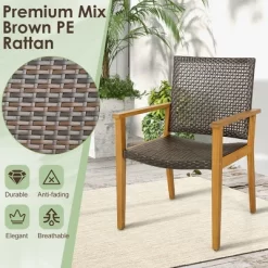 Tangkula Outdoor Rattan Chair Set Of 4 Patio PE Wicker Dining Chairs W/ Sturdy Acacia Wood Frame 17 Tangkula Outdoor Rattan Chair Set Of 4 Patio PE Wicker Dining Chairs W/ Sturdy Acacia Wood Frame -Tangkula GUEST 88a985cb a924 43a7 8d9a 1cd7055e8921
