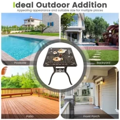 Tangkula 59" Patio Rectangle Dining Table Outdoor Cast Aluminum Table W/ Umbrella Hole -Tangkula GUEST 8960fe72 3a03 4cfe 803a c92af34f5be3