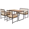 Tangkula 4 Pieces Acacia Wood Patio Dining Set W/ 1 Rectangular Table & 1 Loveseat & 2 Armchairs -Tangkula GUEST 898863f4 b1ac 42ff 940f 02b1f4b0cb13