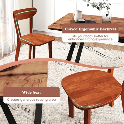 Tangkula Solid Wood Dining Chair Set Of 2 W/ Curved Backrest & Rubber Wood Frame 7 Tangkula Solid Wood Dining Chair Set Of 2 W/ Curved Backrest & Rubber Wood Frame - Image 5
