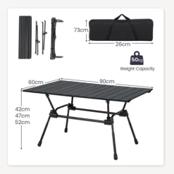 Tangkula Folding Camping Table Collapsible Aluminum Roll Up Beach Table With Carrying Bag 4-Level Adjustable Height Dark/Silver -Tangkula GUEST 8a6264f4 a7e3 42e8 84e9 33c0ee0be233