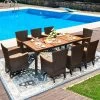 Tangkula 9PCS Rattan Patio Dining Set W/ 8 Stackable Cushioned Chairs Wooden Tabletop -Tangkula GUEST 8a73d4de bdfb 4604 9902 4a03f6407e32