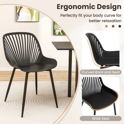 Tangkula Plastic Dining Chair Set Of 4 W/ Metal Legs Cutout Backrest Curved Seat 9 Tangkula Plastic Dining Chair Set Of 4 W/ Metal Legs Cutout Backrest Curved Seat - Image 7