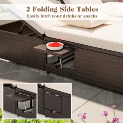 Tangkula Patio Double Chaise Lounge 6 Position Adjustable Wicker Recliner Bed With Cushions & Folding Side Trays 16 Tangkula Patio Double Chaise Lounge 6 Position Adjustable Wicker Recliner Bed With Cushions & Folding Side Trays -Tangkula GUEST 8a8ca208 2e45 41db b23a adf8272e0672