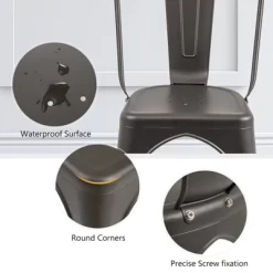 Tangkula Tolix Style Metal Dining Chairs Set Of 4 W/ Removable Backrest For Dining Room -Tangkula GUEST 8af8db19 a95d 46dc 8b33 3909b9fbc916