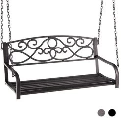 Tangkula Patio Hanging Porch Swing Outdoor 2-Person Metal Swing Bench Chair W/ Chains -Tangkula GUEST 8b0f1898 37e8 492e ac40 9881cb2c0e41