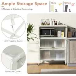 Tangkula 4-Tier Kitchen Bakers Rack Microwave Stand W/ Flip Doors Universal Wheels White -Tangkula GUEST 8b24c6a3 662c 4164 8fd5 38601b63e6fe