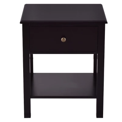 Tangkula End Table Nightstand W/Drawer & Shelf Bedroom Living Room Furniture Black 9 Tangkula End Table Nightstand W/Drawer & Shelf Bedroom Living Room Furniture Black - Image 7
