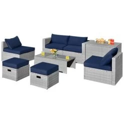 Tangkula 8 Pieces All-Weather PE Rattan Patio Furniture Set Outdoor Space-Saving Sectional Sofa Set With Storage Box -Tangkula GUEST 8b97ab42 bd43 4f80 8c58 0a143cf72781