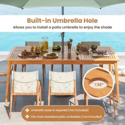 Tangkula Outdoor Acacia Wood Dining Table For 8 People 79” X 35” Rectangular Patio Bistro Table With Built-in Umbrella Hole Picnic Table For Porch -Tangkula GUEST 8bb6e69c 6b6a 46ee a4c4 c6f15a31958a