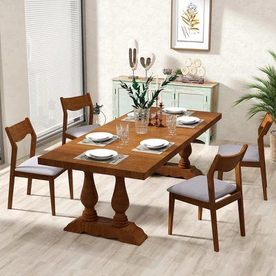 Tangkula Wooden Dining Chair Set Of 4 W/ Rubber Wood Frame Wide Padded Seat 5 Tangkula Wooden Dining Chair Set Of 4 W/ Rubber Wood Frame Wide Padded Seat - Image 3