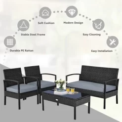 Tangkula 8PCS Patio Wicker Rattan Conversation Set Outdoor Furniture Set W/ Cushion -Tangkula GUEST 8c3d07c1 5589 4e10 987e 0c59d864badf