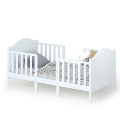 Tangkula 2-in-1 Convertible Toddler Bed Kids Wooden Bedroom Furniture W/ Guardrails 13 Tangkula 2-in-1 Convertible Toddler Bed Kids Wooden Bedroom Furniture W/ Guardrails - Image 11