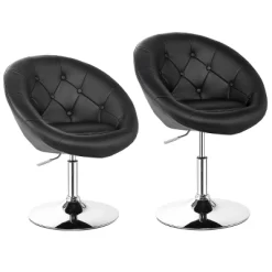 Tangkula Set Of 2 Modern Swivel Bar Stools Height Adjustable Round Tufted Back Accent Chair Black/White -Tangkula GUEST 8ce71bf3 c966 4ae9 8c22 e6921fed6204