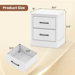 Tangkula Farmhouse Nightstand Set Of 2 Wood Bedside Table With 2 Storage Drawers Compact Floor Night Stand End Table White Accent Sofa Side Table -Tangkula GUEST 8daf00f9 2e58 4856 a3db 947380ae24be
