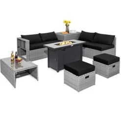 Tangkula 9 PCS Patio Furniture Set With 42" 60,000 BTU Fire Pit Outdoor Space-Saving Sectional Sofa Set With Storage Box Black/Gray/Navy/Red/Turquoise/Off White 26 Tangkula 9 PCS Patio Furniture Set With 42" 60,000 BTU Fire Pit Outdoor Space-Saving Sectional Sofa Set With Storage Box Black/Gray/Navy/Red/Turquoise/Off White -Tangkula GUEST 8df0b890 4cd3 4d95 8bf9 39b2b955ced3