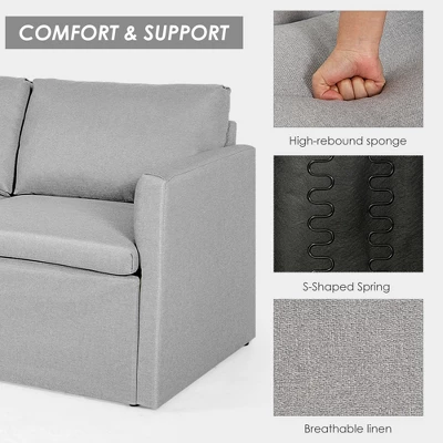 Tangkula Convertible L-shaped Sectional Sofa Couch Chaise W/ Ottoman Cushions 5 Tangkula Convertible L-shaped Sectional Sofa Couch Chaise W/ Ottoman Cushions - Image 4