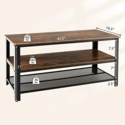 Tangkula Industrial TV Stand Media Entertainment Center With 2-tier Open Storage Shelves & Metal Frame TV Cabinet For TVs Up -Tangkula GUEST 8e732b97 1d9a 4075 b798 846facbd3d2b