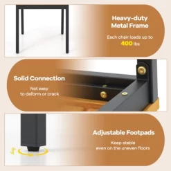 Tangkula Patio Dining Chair Set Of 4 Outdoor Armless Chairs W/Metal And Acacia Wood Frame All-Weather Bistro Chairs -Tangkula GUEST 8e9755ff aff4 4653 9912 796d5725a5db