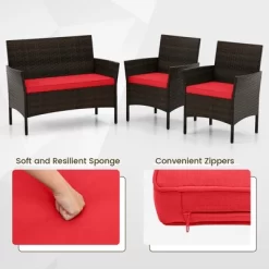 Tangkula 8 Piece Patio Rattan Conversation Set Outdoor Wicker Furniture Set With Chair Loveseat & Tempered Glass Table Cozy Seat Cushions 16 Tangkula 8 Piece Patio Rattan Conversation Set Outdoor Wicker Furniture Set With Chair Loveseat & Tempered Glass Table Cozy Seat Cushions -Tangkula GUEST 8eb6663f b356 47cc 8832 0e7d67819605