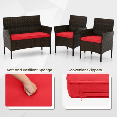 Tangkula 8 Piece Patio Rattan Conversation Set Outdoor Wicker Furniture Set With Chair Loveseat & Tempered Glass Table Cozy Seat Cushions 7 Tangkula 8 Piece Patio Rattan Conversation Set Outdoor Wicker Furniture Set With Chair Loveseat & Tempered Glass Table Cozy Seat Cushions - Image 5