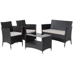 Tangkula 4PCS Outdoor Sofa Set Patio Rattan Wicker Conversation Set W/ Coffee Table -Tangkula GUEST 8ee560ea 6436 453d 80bc d46bdb430c86
