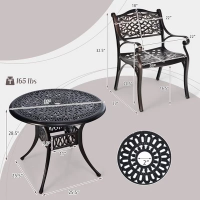Tangkula 5PCS Cast Aluminum Patio Bistro Set Outdoor Dining Table & Chair Furniture Set 10 Tangkula 5PCS Cast Aluminum Patio Bistro Set Outdoor Dining Table & Chair Furniture Set - Image 8