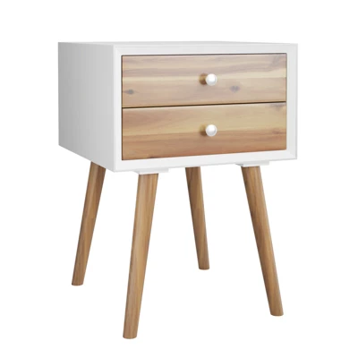 Tangkula Wooden Nightstand With 2 Storage Drawers Accent End Side Table For Bedroom&Living Room 10 Tangkula Wooden Nightstand With 2 Storage Drawers Accent End Side Table For Bedroom&Living Room - Image 9