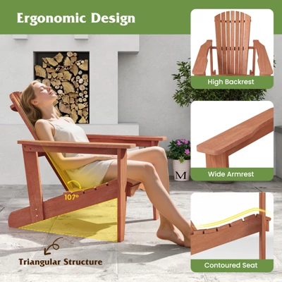 Tangkula Solid Wood Garden Chair W/ High Backrest Wide Armrests & Contoured Seat 6 Tangkula Solid Wood Garden Chair W/ High Backrest Wide Armrests & Contoured Seat - Image 4