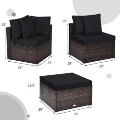 Tangkula 4PCS Rattan Patio Conversation Furniture Set Yard Outdoor W/ Black Cushion -Tangkula GUEST 8f96abce ba50 4496 a419 74da2af7fcb0