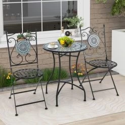 Tangkula 24 Inch Patio Bistro Table Metal Structure W/ Ceramic Tile Tabletop Heavy-Duty -Tangkula GUEST 8f974195 74cf 4390 a173 e2eff1403222