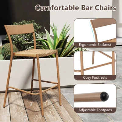 Tangkula 3 Pieces Patio Bar Table Set Outdoor Bar Height Table & 2 Armless Chairs 9 Tangkula 3 Pieces Patio Bar Table Set Outdoor Bar Height Table & 2 Armless Chairs - Image 7