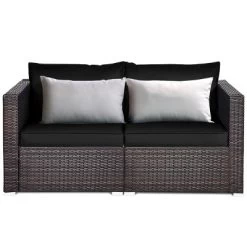 Tangkula 2-Piece Patio Wicker Corner Sofa Set Rattan Loveseat With Removable Cushions -Tangkula GUEST 8ff0c311 06d4 4f1e a09f 755635c7ecf9