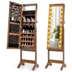 Tangkula Jewelry Armoire Cabinet Standing Lockable Jewelry Organizer With Lighted Full-Length Mirror Black/Rustic Brown/White 22 Tangkula Jewelry Armoire Cabinet Standing Lockable Jewelry Organizer With Lighted Full-Length Mirror Black/Rustic Brown/White -Tangkula GUEST 9062d9a7 1c9b 48ab 9460 ead8e893fe7c